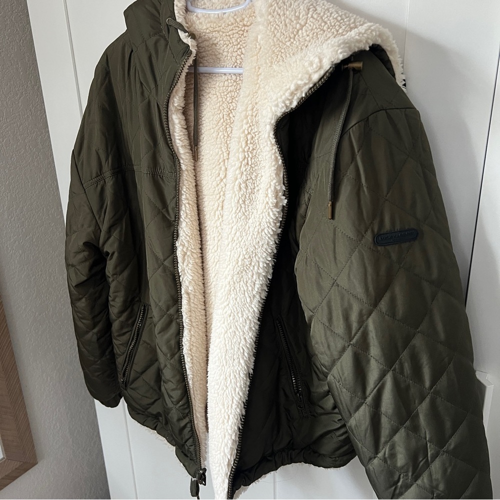 Lucky Brand Reversible Sherpa Quilted Jacket, Sz M